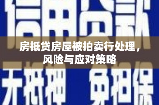 吉州房抵贷房屋被拍卖行处理，风险与应对策略